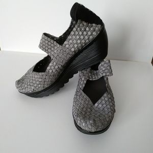 Silver weaved wedge heels St John's Bay